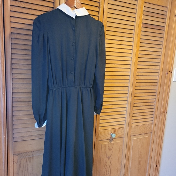VTG Saint Jacques Paris Black & White Long Sleeve Pleated Dress - Picture 3 of 8